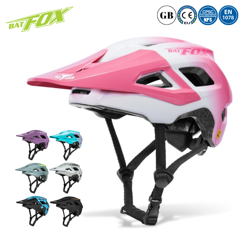 Youth Cycling Gear - หมวกกันน็อคปั่นจักรยาน BATFOX สำหรับผู้หญิงและผู้ชาย พร้อมกระบังหน้ากันแดดแบบถอดได้ หมวกกันน็อคจักรยานเสือหมอบและเสือภูเขา สำหรับผู้ใหญ่และเยาวชน