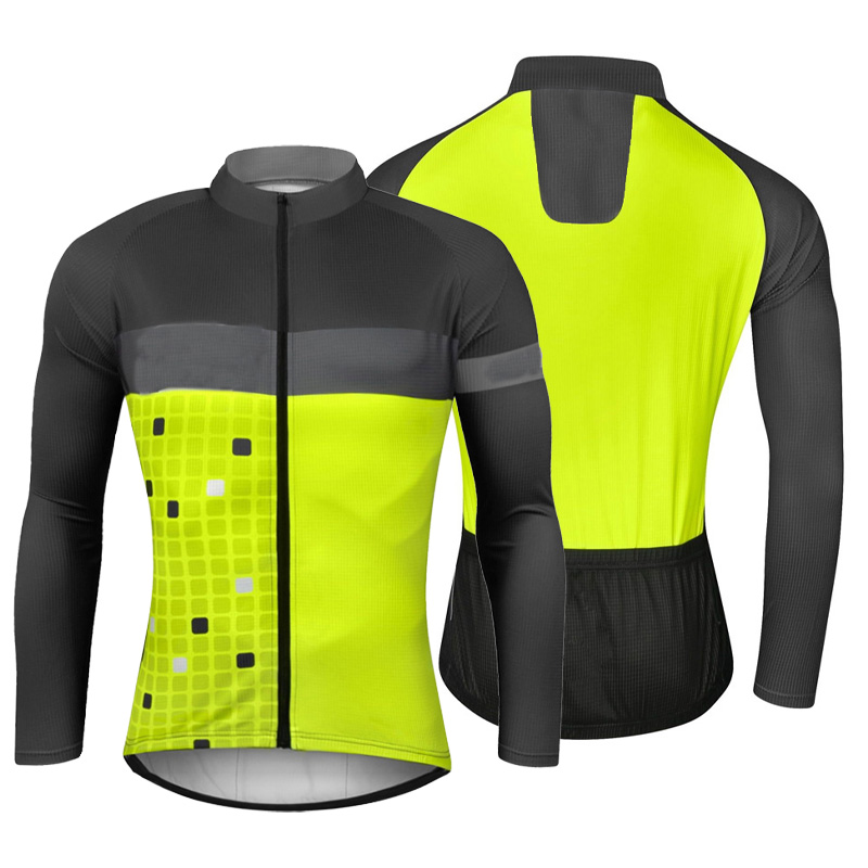 Cycling Gear Lycra - เสื้อแจ็คเก็ตปั่นจักรยาน Pro, เสื้อเชิ้ตแขนยาวสีเขียว, จักรยานเสือภูเขา MTB, เสื้อเจอร์ซีย์นักปั่น,