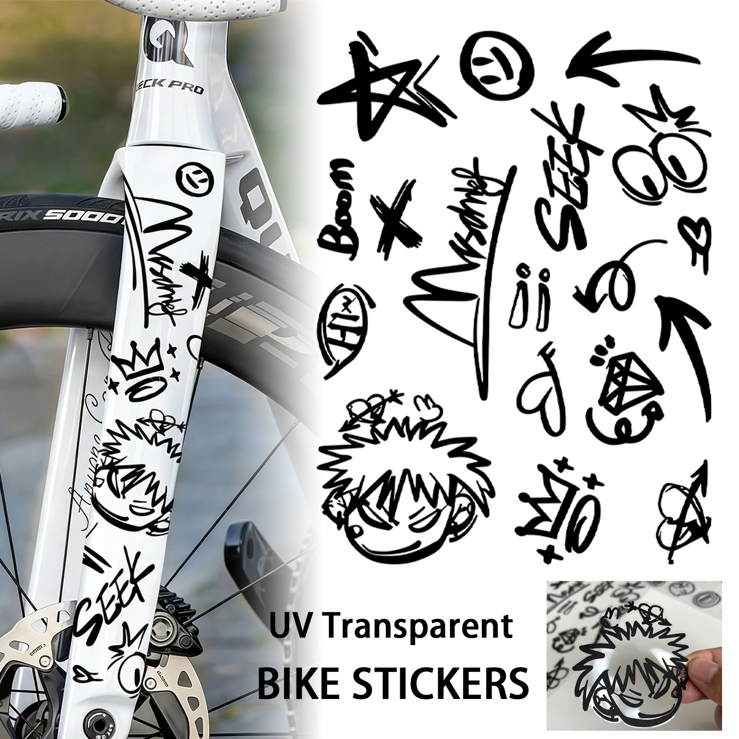 Aero Cycling Helmet - สติกเกอร์ติดจักรยานแบบใส UV สำหรับตกแต่ง DIY ติดเฟรมจักรยาน ท่อท้าย