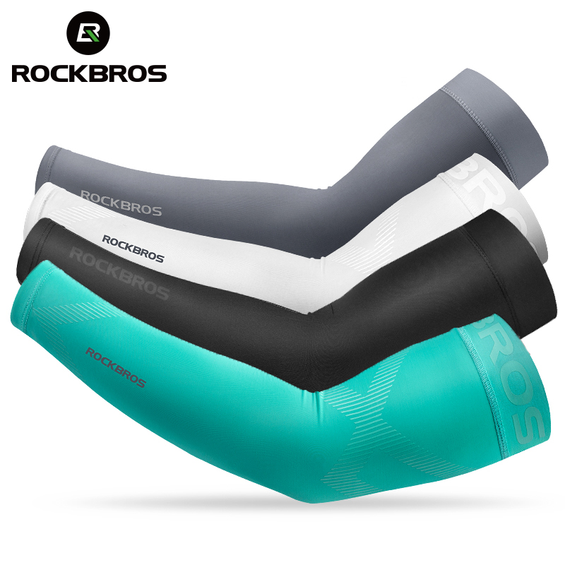 Cycling Gear Lycra - ROCKBROS น้ำแข็งผ้า Camping อุ่นบาสเกตบอลแขนแขนแขนแขนขี่จักรยานกีฬาฤดูร้อนความปลอดภัย
